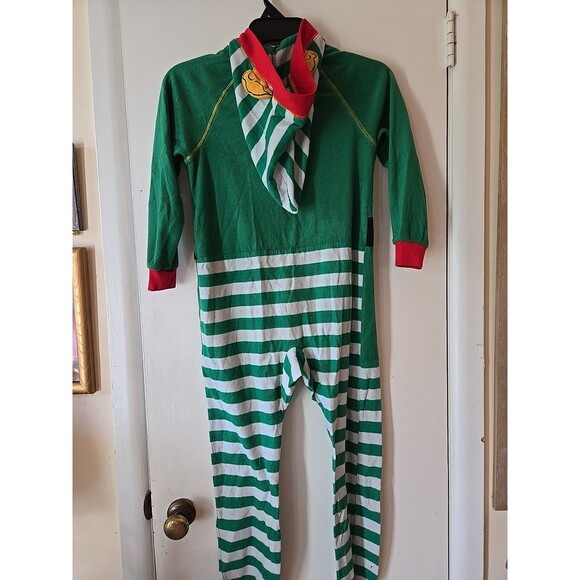 Cat & Jack Christmas Elf PJs Costume, Hood Elf Ears Children Size 8 Zip Holiday - Picture 6 of 6